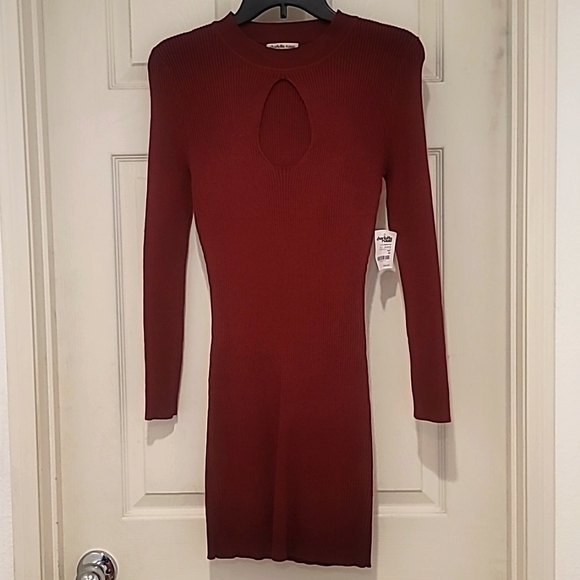Burgundy Sweater Dress - Picture 1 of 3